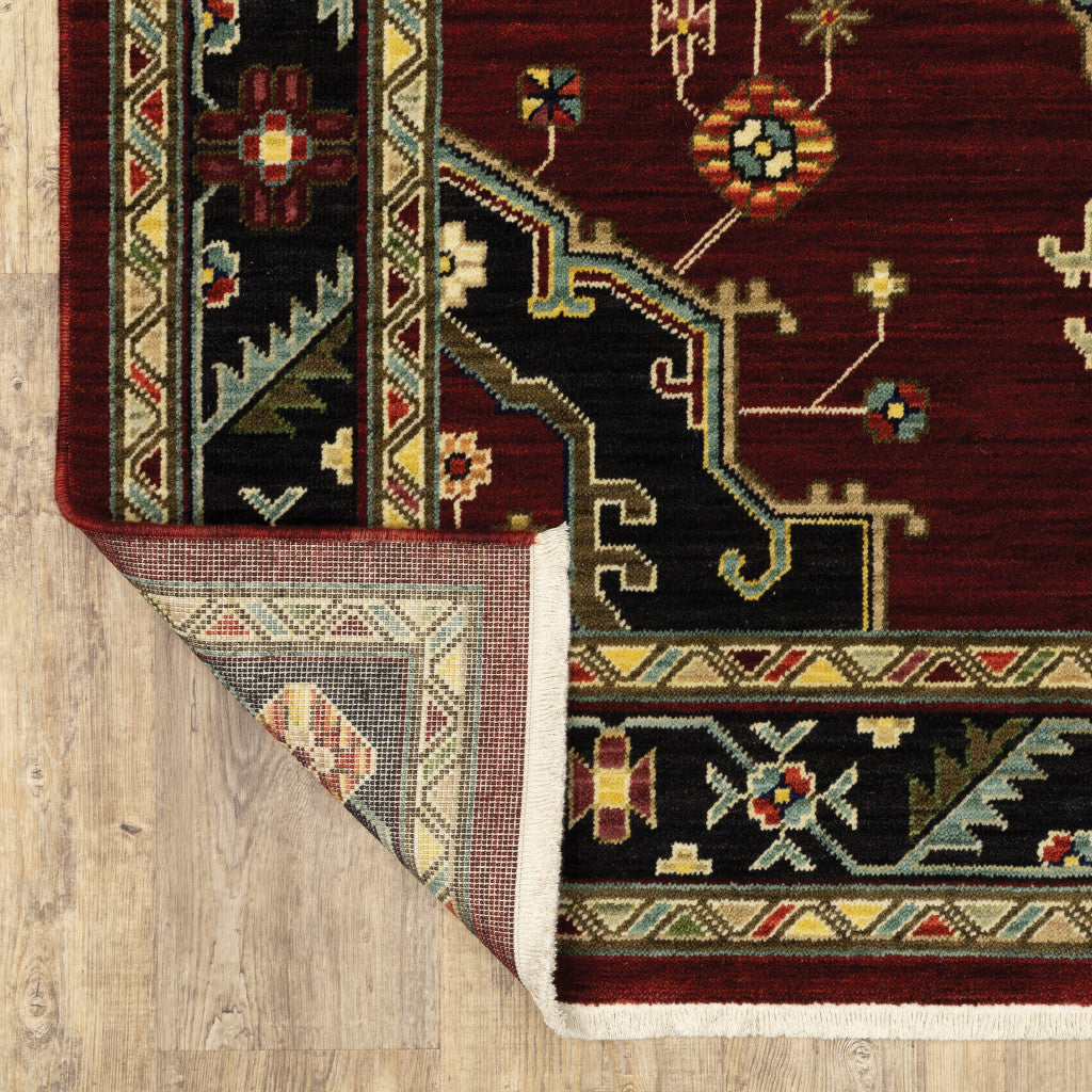 2' x 3' Red and Black Medallion Power Loom Area Rug