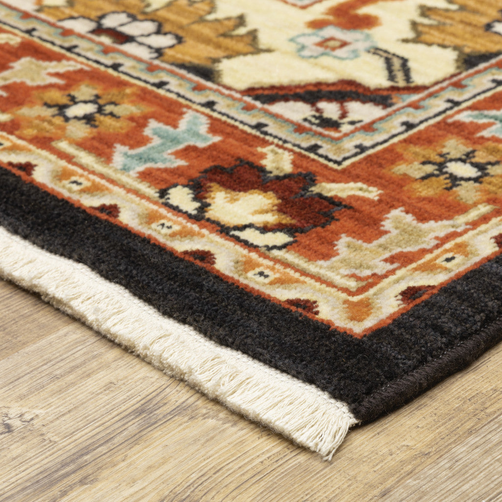 10' x 13' Red and Black Oriental Power Loom Area Rug
