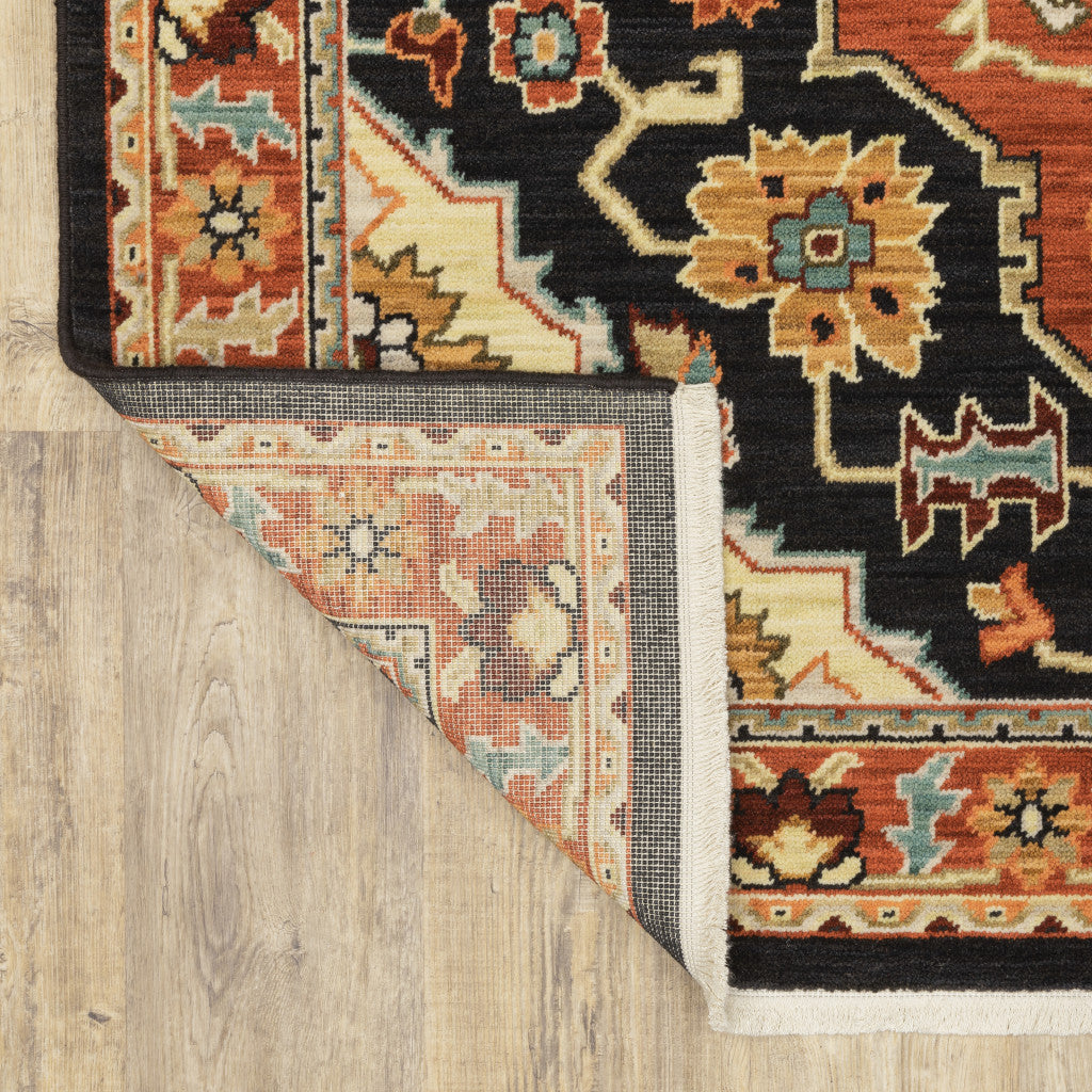 10' x 13' Red and Black Oriental Power Loom Area Rug