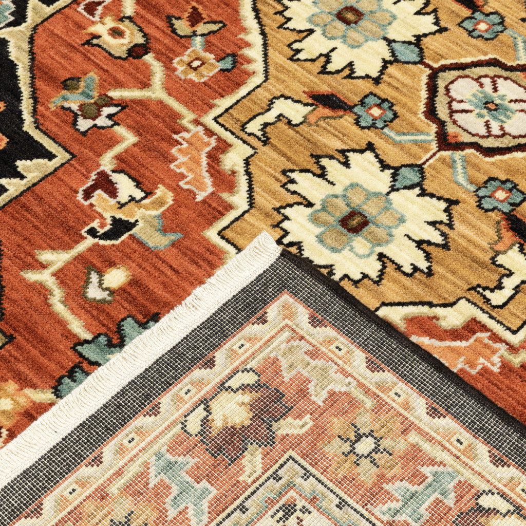10' x 13' Red and Black Oriental Power Loom Area Rug