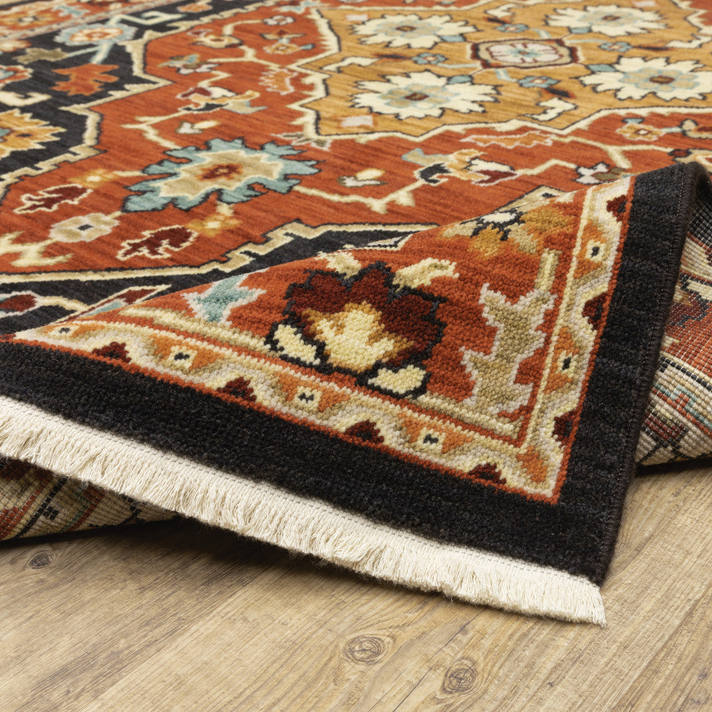 10' x 13' Red and Black Oriental Power Loom Area Rug