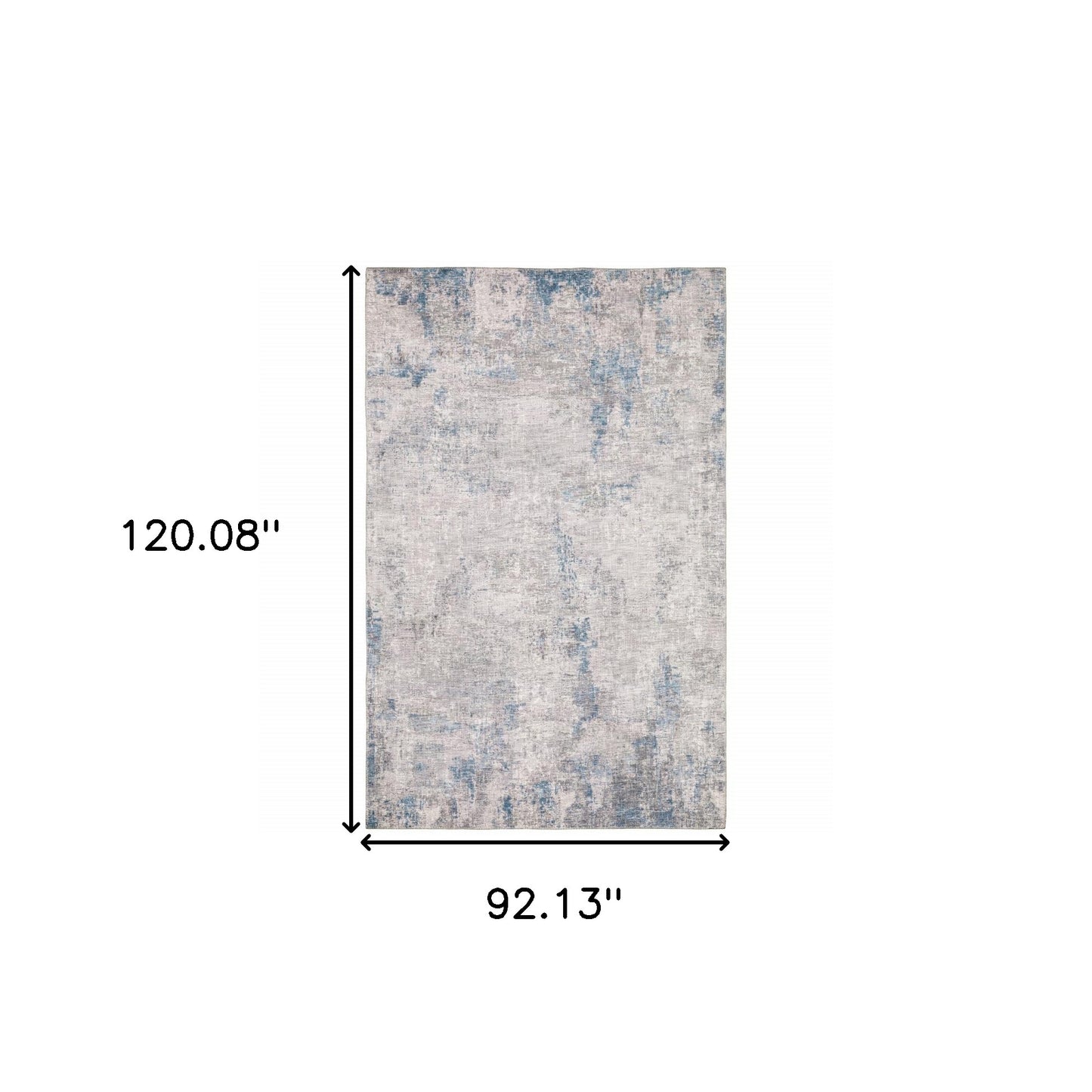 8' X 10' Grey And Blue Abstract Power Loom Stain Resistant Area Rug