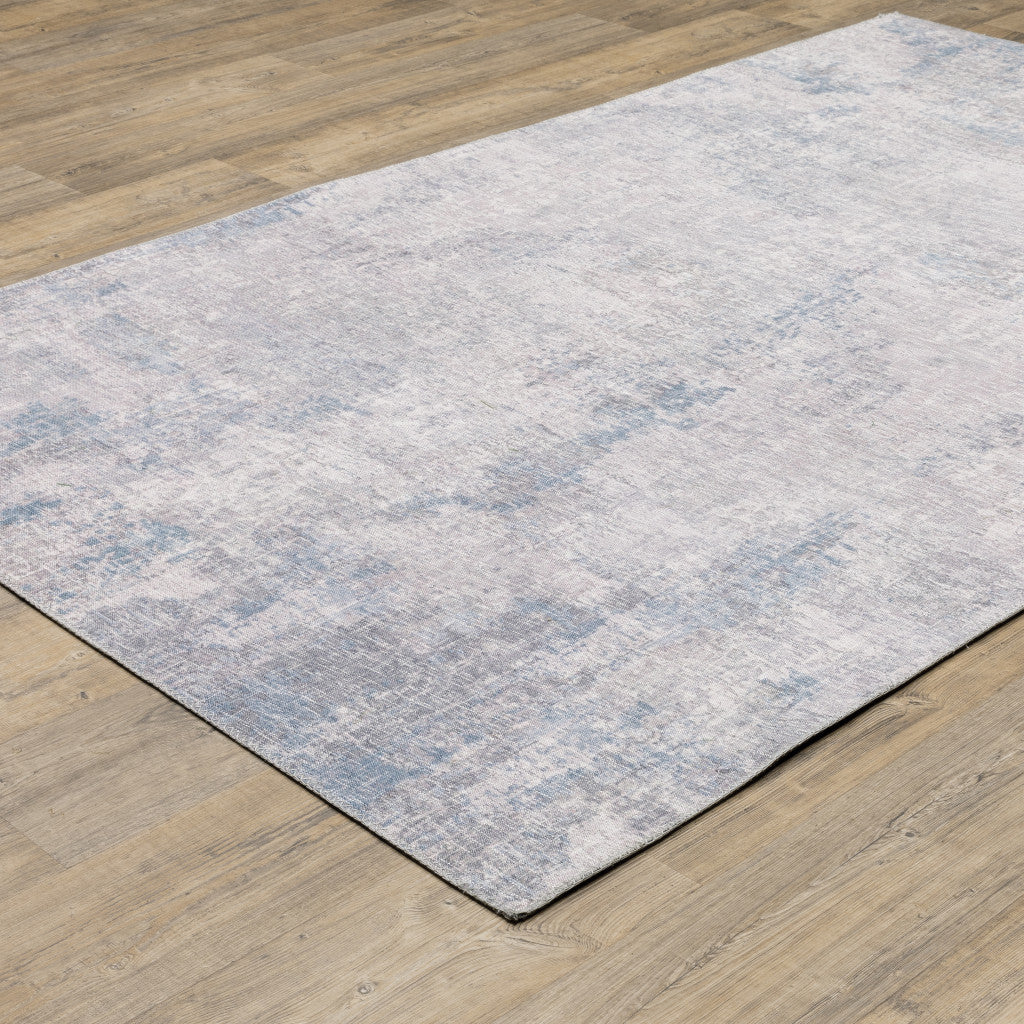 8' X 10' Grey And Blue Abstract Power Loom Stain Resistant Area Rug