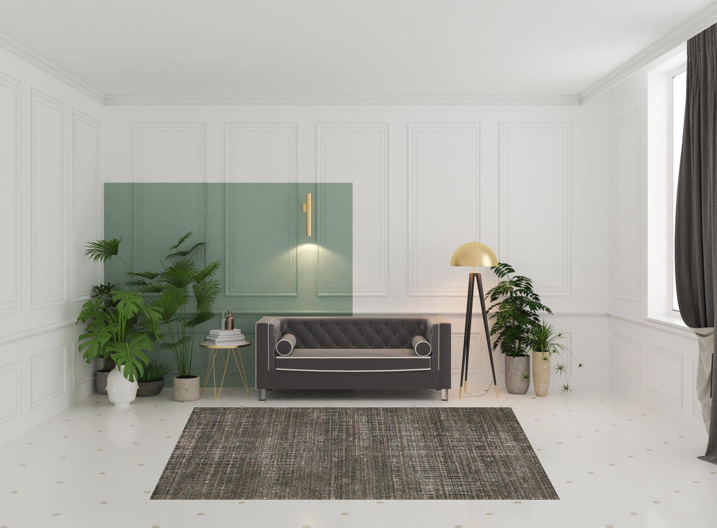 6' X 9' Charcoal Grey Grey Ivory Tan And Brown Abstract Power Loom Stain Resistant Area Rug