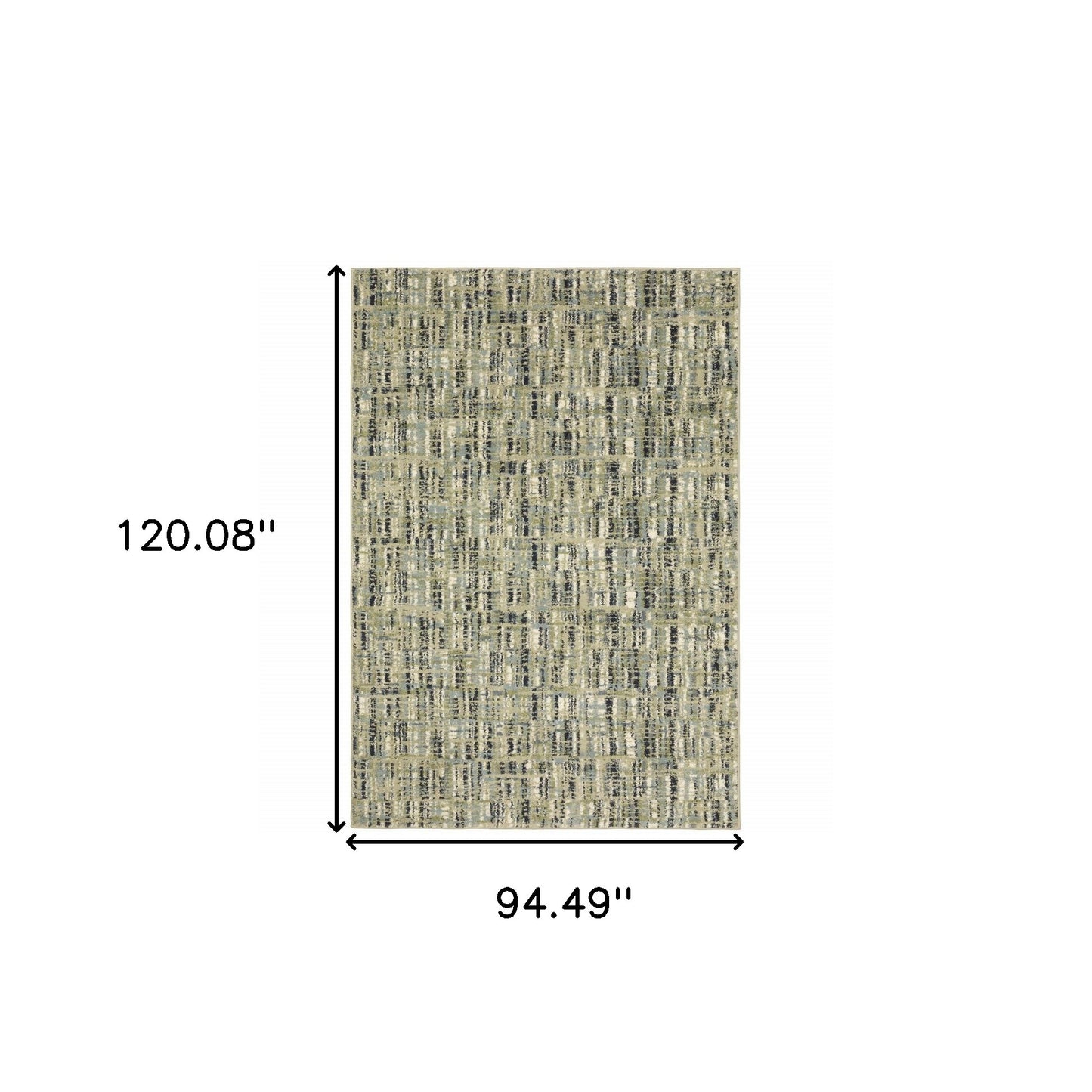 8' X 10' Green Blue Ivory Beige And Light Blue Abstract Power Loom Stain Resistant Area Rug