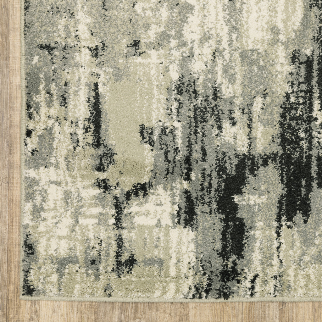 2' X 3' Grey Beige Charcoal And Blue Abstract Power Loom Stain Resistant Area Rug