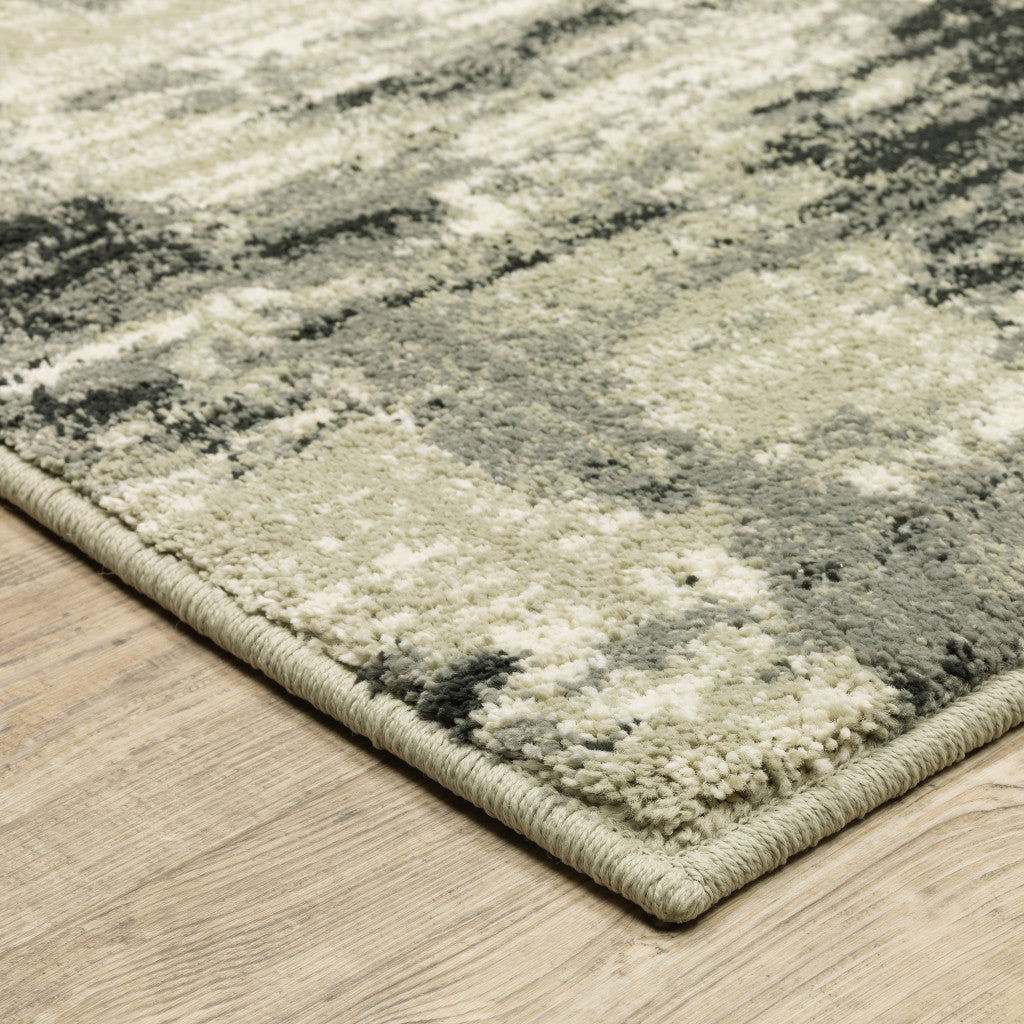 8' X 10' Grey Beige Charcoal And Blue Abstract Power Loom Stain Resistant Area Rug