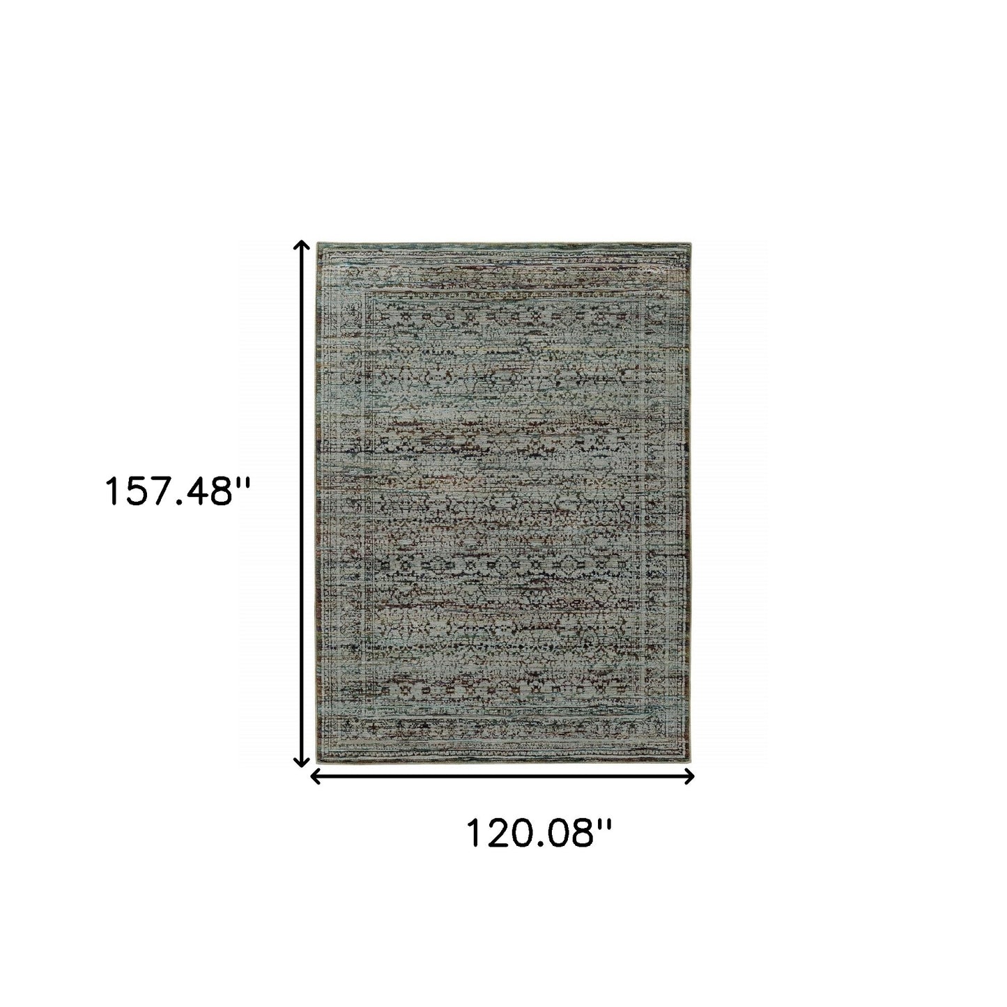 10' X 13' Blue And Purple Oriental Power Loom Stain Resistant Area Rug