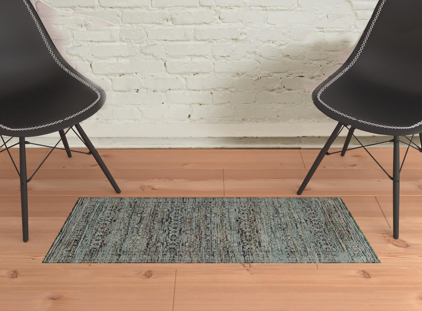 2' X 3' Blue And Purple Oriental Power Loom Stain Resistant Area Rug