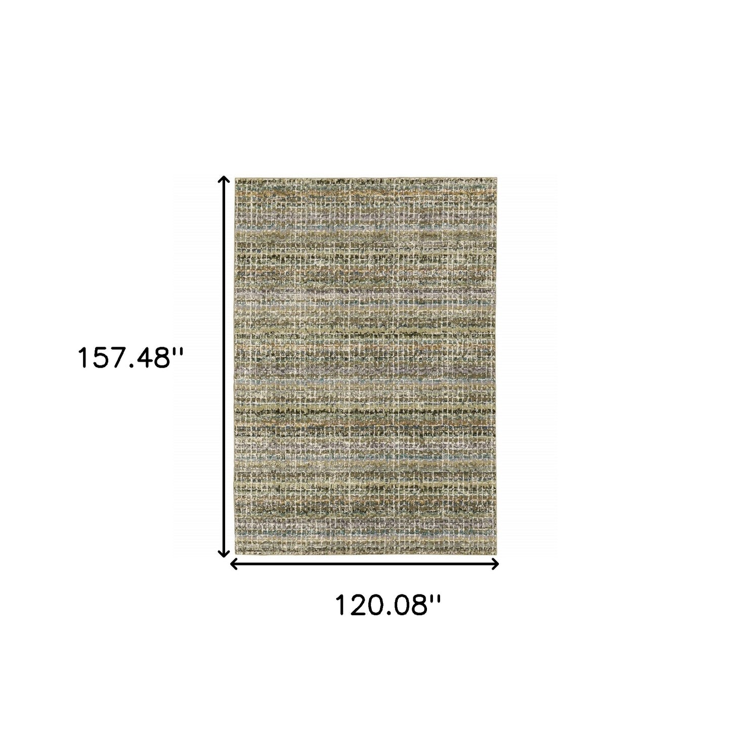 10' X 13' Green Green Grey And Purple Abstract Power Loom Stain Resistant Area Rug