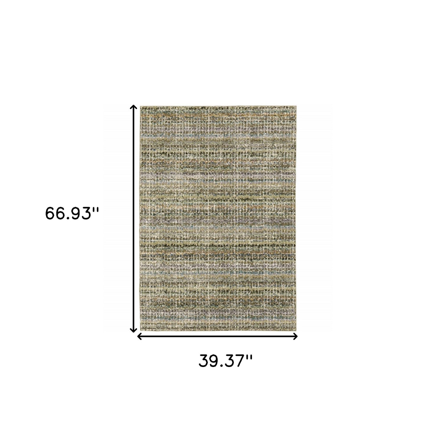 3' X 5' Green Green Grey And Purple Abstract Power Loom Stain Resistant Area Rug