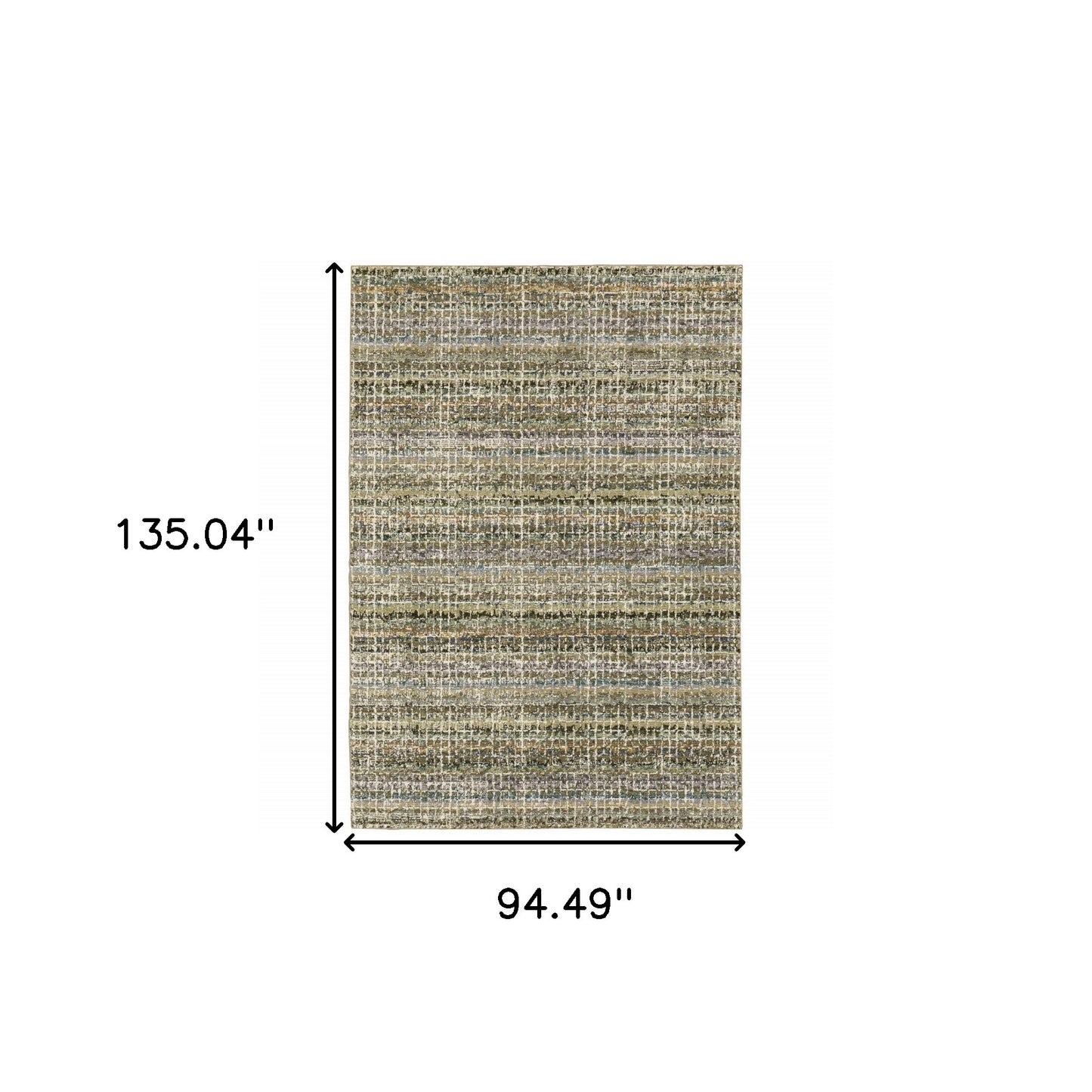8' X 10' Green Green Grey And Purple Abstract Power Loom Stain Resistant Area Rug
