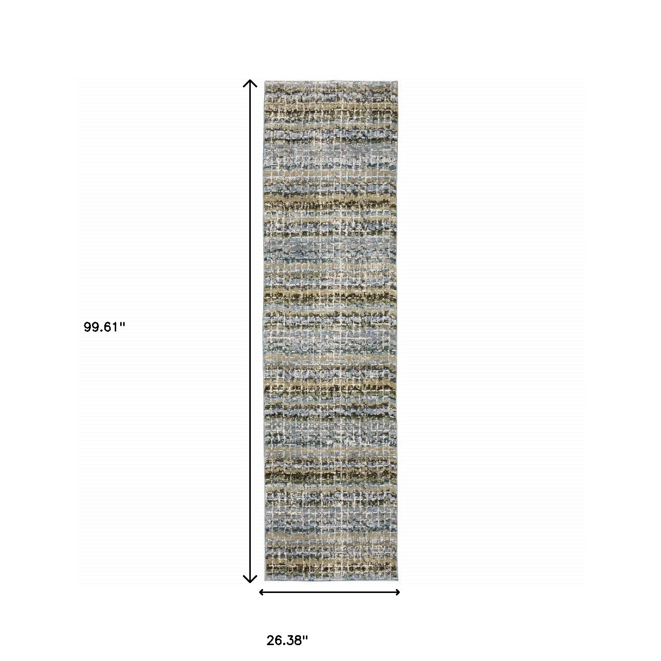 2' X 8' Blue Green Teal And Grey Abstract Power Loom Stain Resistant Runner Rug