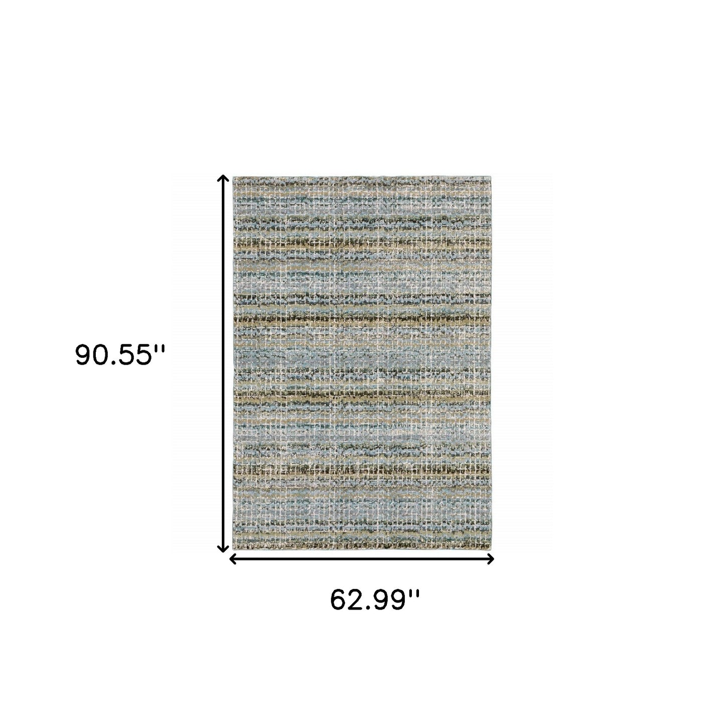 5' X 7' Blue Green Teal And Grey Abstract Power Loom Stain Resistant Area Rug