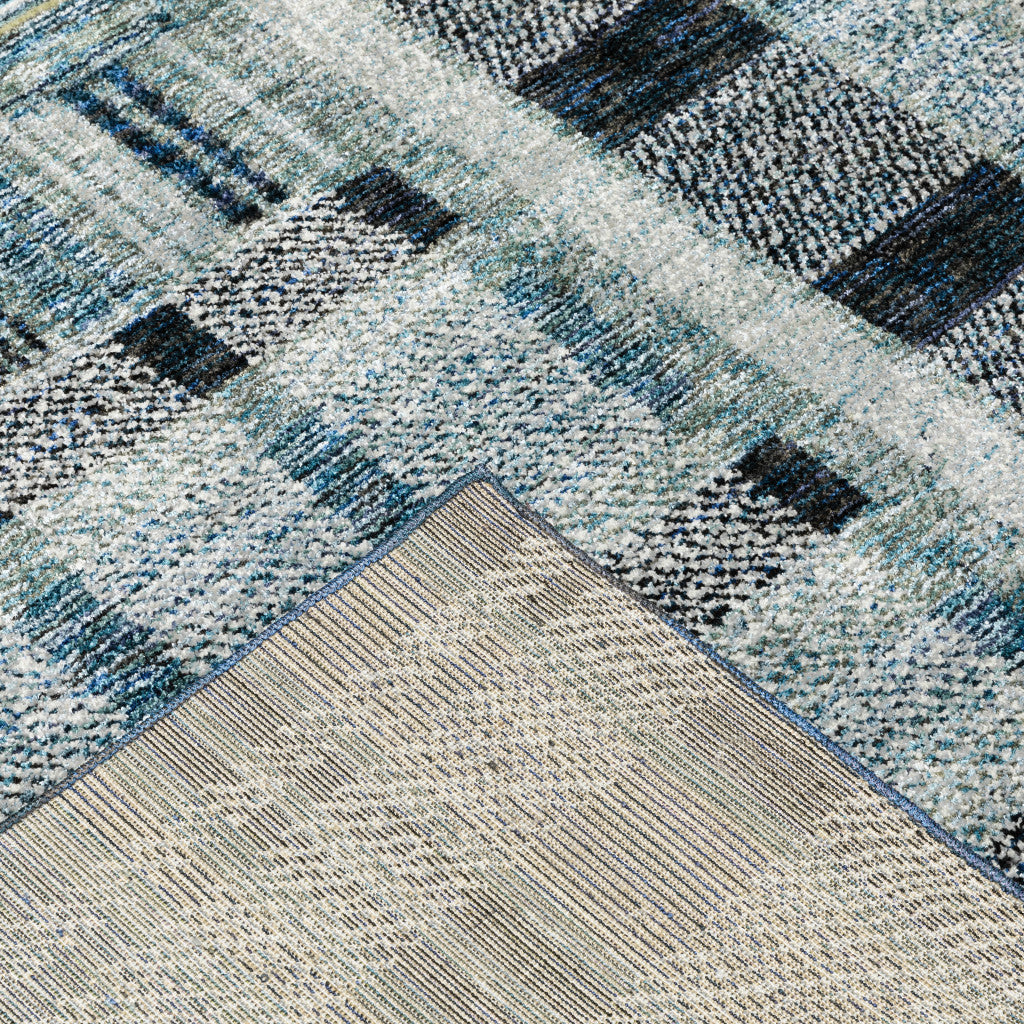 10' X 13' Blue Geometric Power Loom Stain Resistant Area Rug