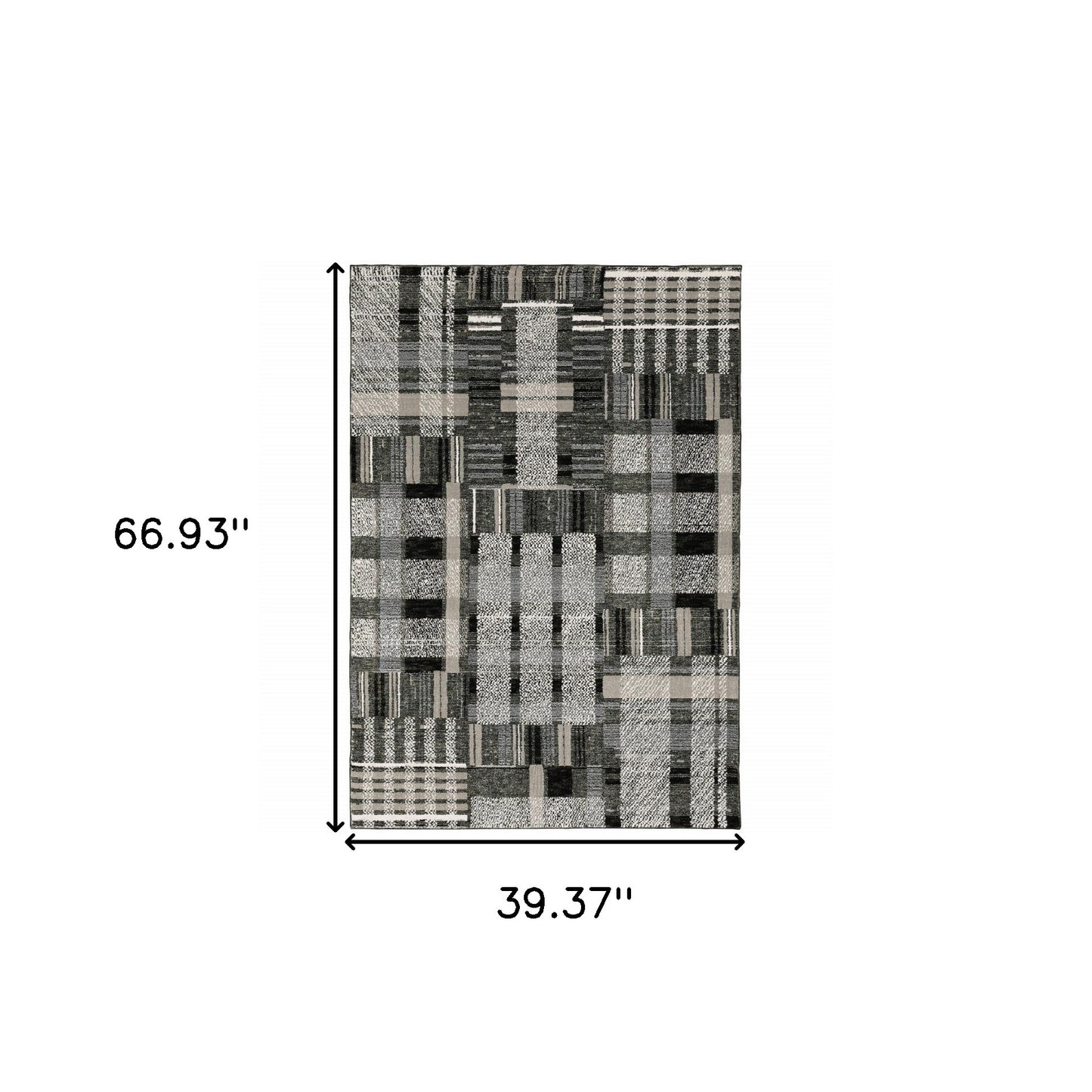 3' X 5' Black Grey And Ivory Geometric Power Loom Stain Resistant Area Rug