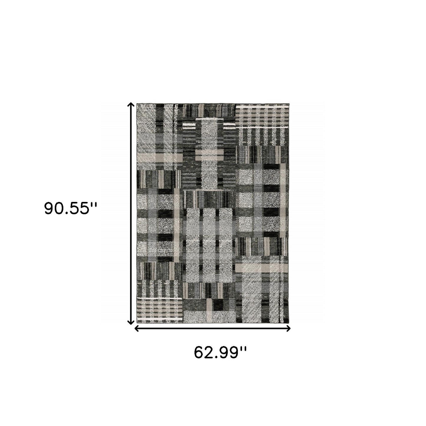 5' X 7' Black Grey And Ivory Geometric Power Loom Stain Resistant Area Rug