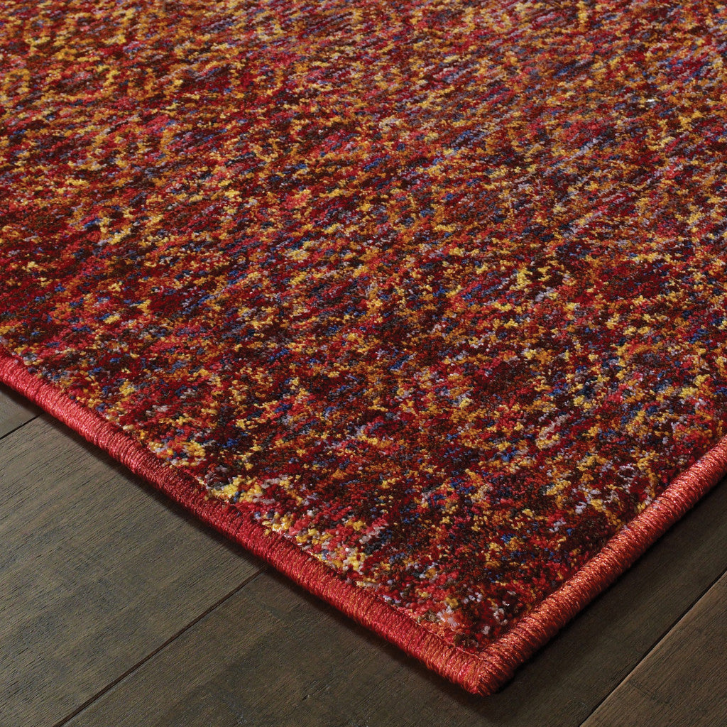 10' X 13' Red Gold And Blue Geometric Power Loom Stain Resistant Area Rug