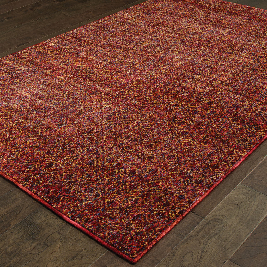 10' X 13' Red Gold And Blue Geometric Power Loom Stain Resistant Area Rug
