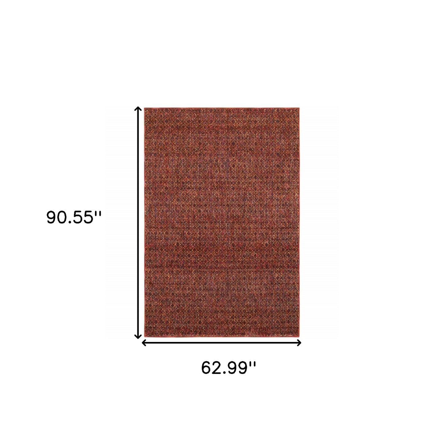 5' X 7' Red Gold And Blue Geometric Power Loom Stain Resistant Area Rug