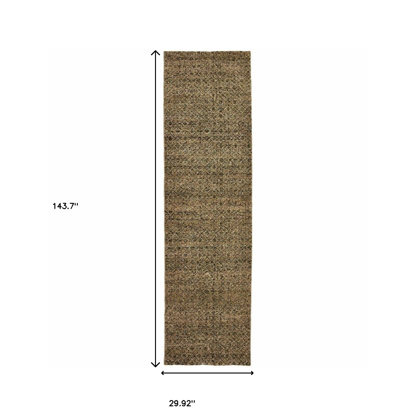 2' X 10' Brown Geometric Power Loom Runner Rug