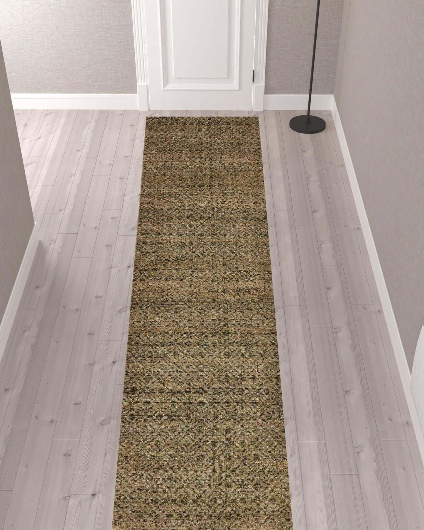2' X 10' Brown Geometric Power Loom Runner Rug