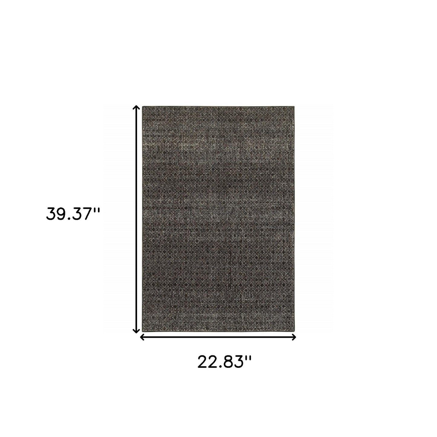 2' X 3' Charcoal Grey And Brown Geometric Power Loom Stain Resistant Area Rug
