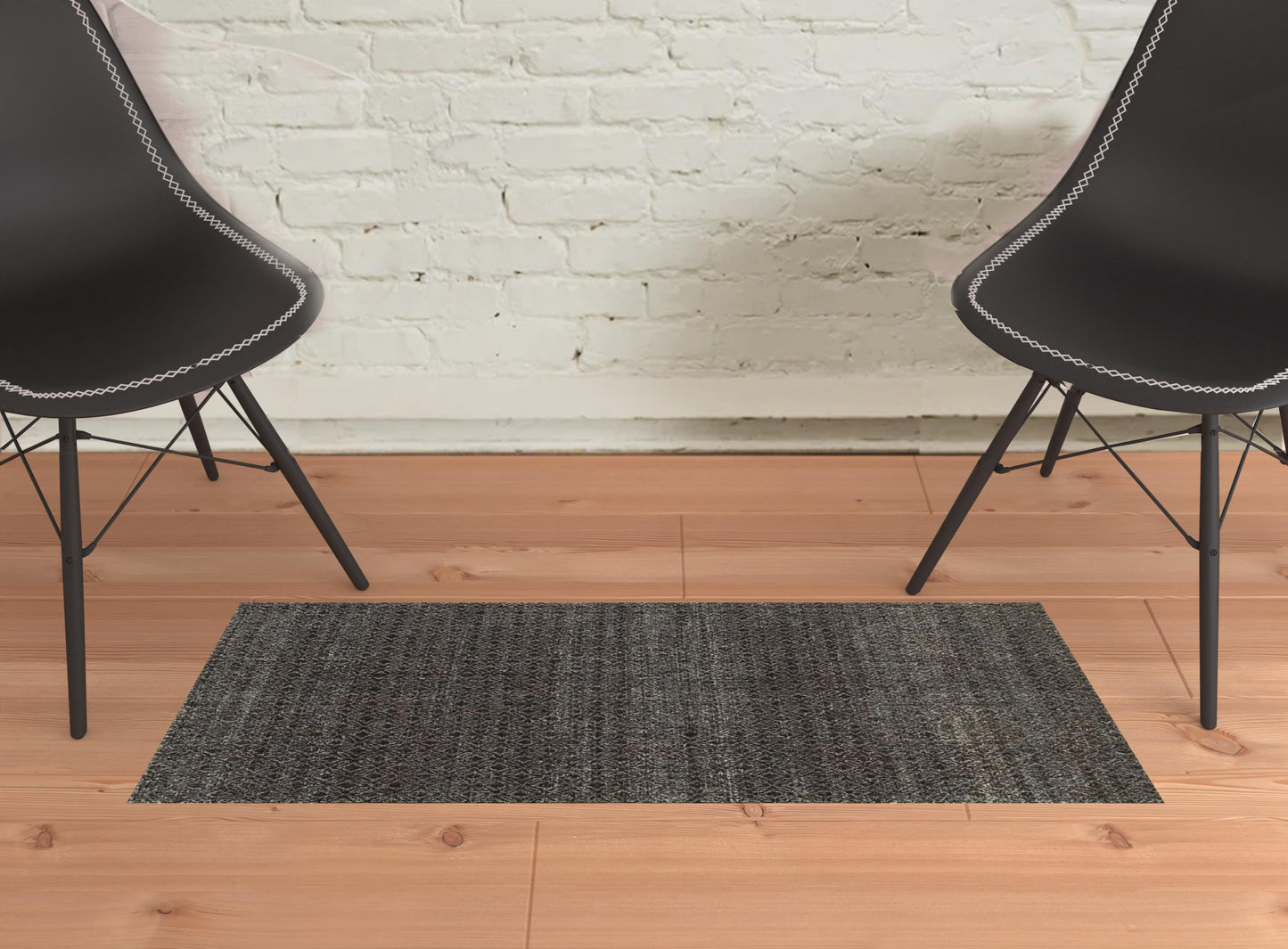 2' X 3' Charcoal Grey And Brown Geometric Power Loom Stain Resistant Area Rug