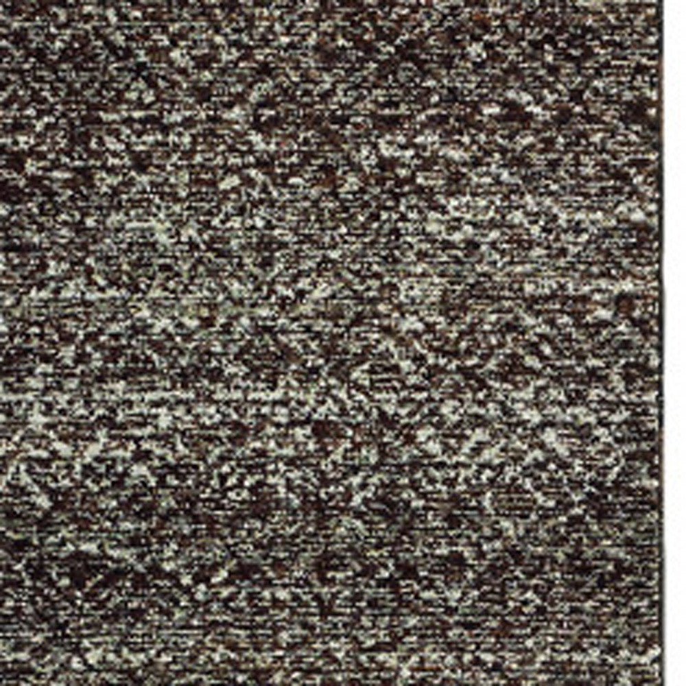 2' X 10' Charcoal Grey And Brown Geometric Power Loom Stain Resistant Runner Rug