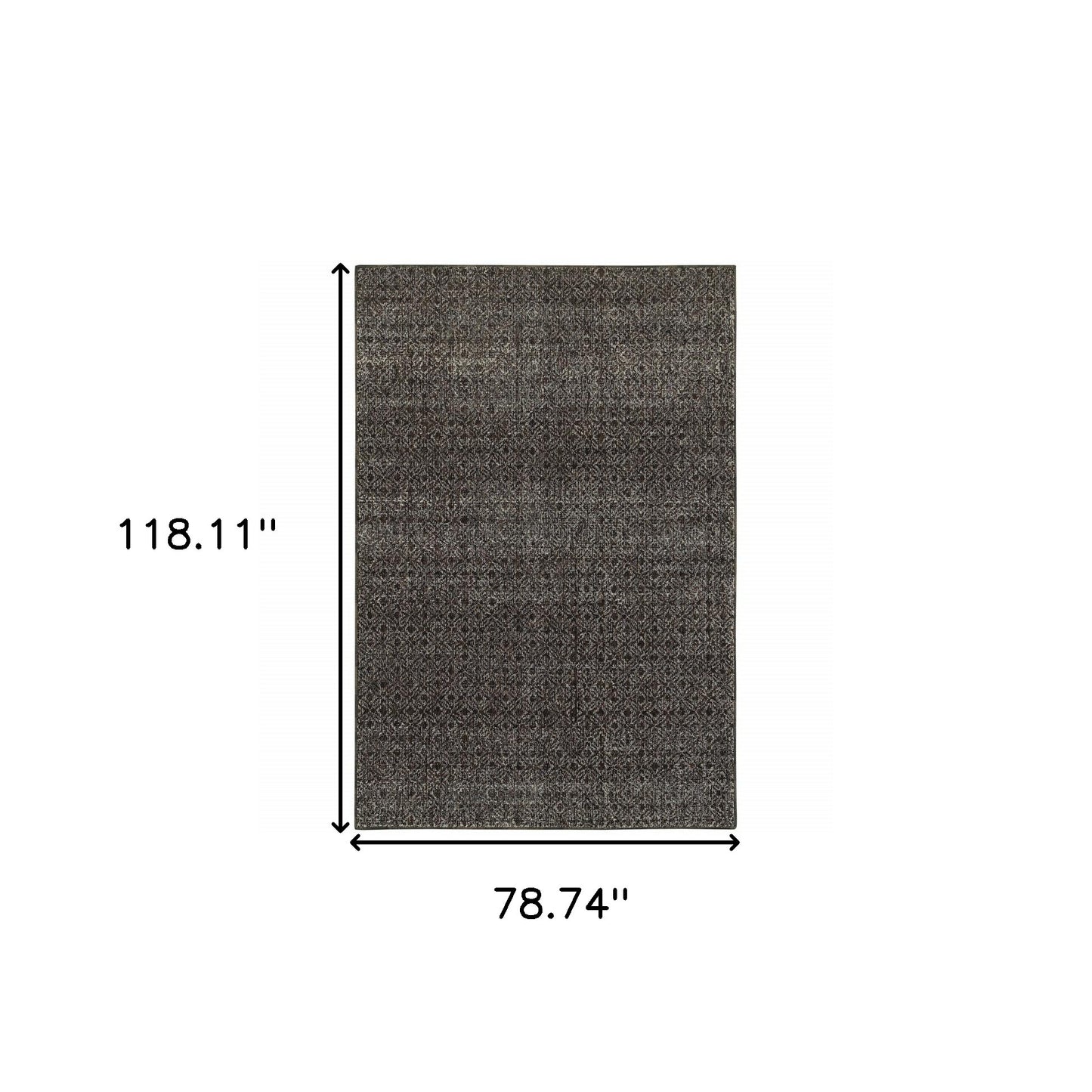 6' X 9' Charcoal Grey And Brown Geometric Power Loom Stain Resistant Area Rug