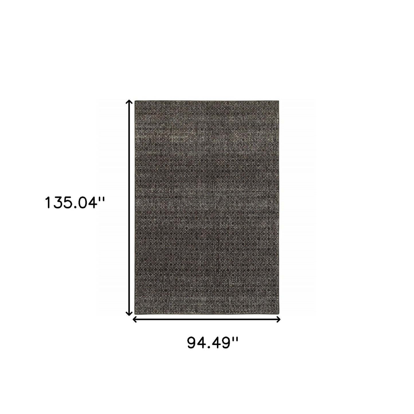 8' X 10' Charcoal Grey And Brown Geometric Power Loom Stain Resistant Area Rug