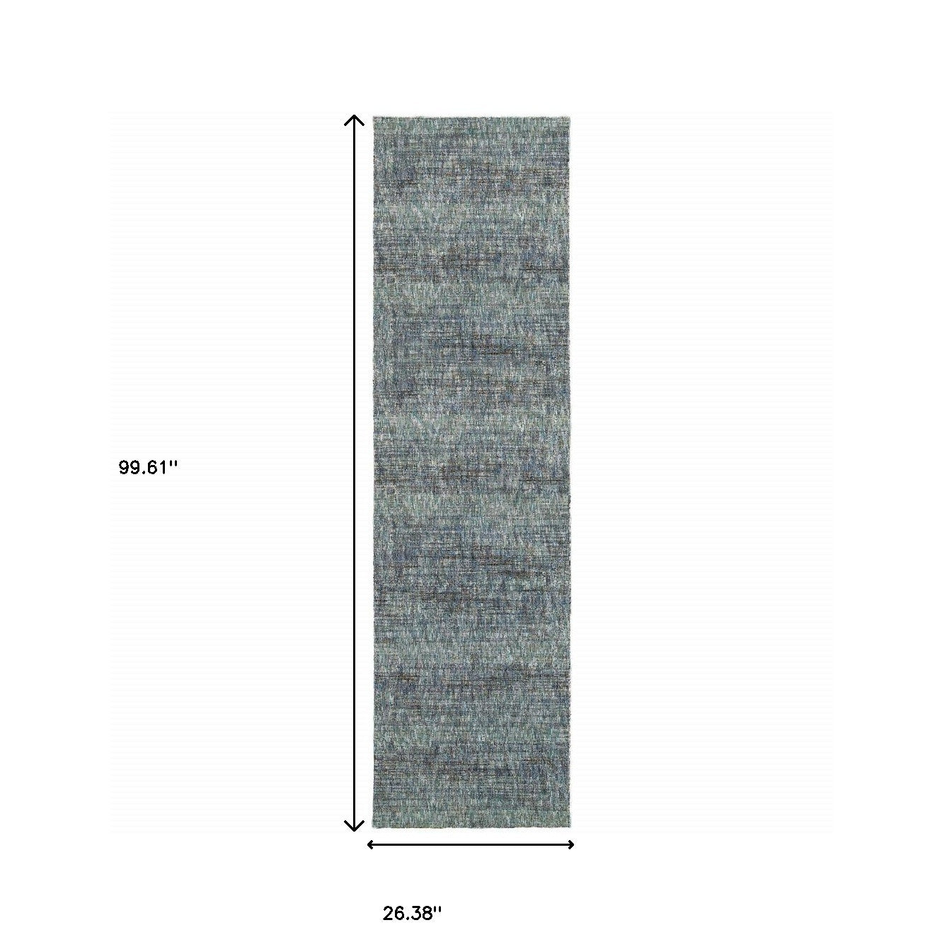 2' X 8' Blue Grey Silver And Green Power Loom Stain Resistant Runner Rug