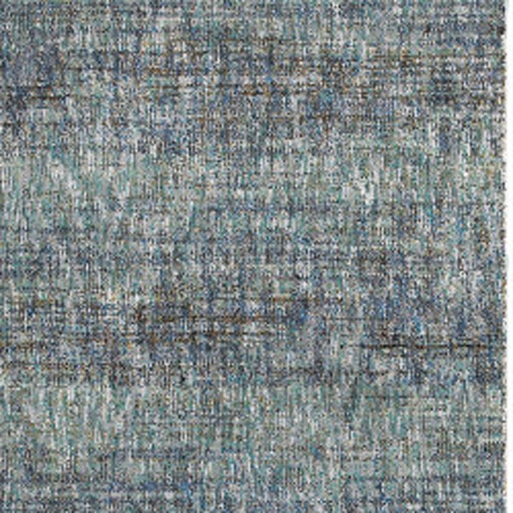 2' X 8' Blue Grey Silver And Green Power Loom Stain Resistant Runner Rug
