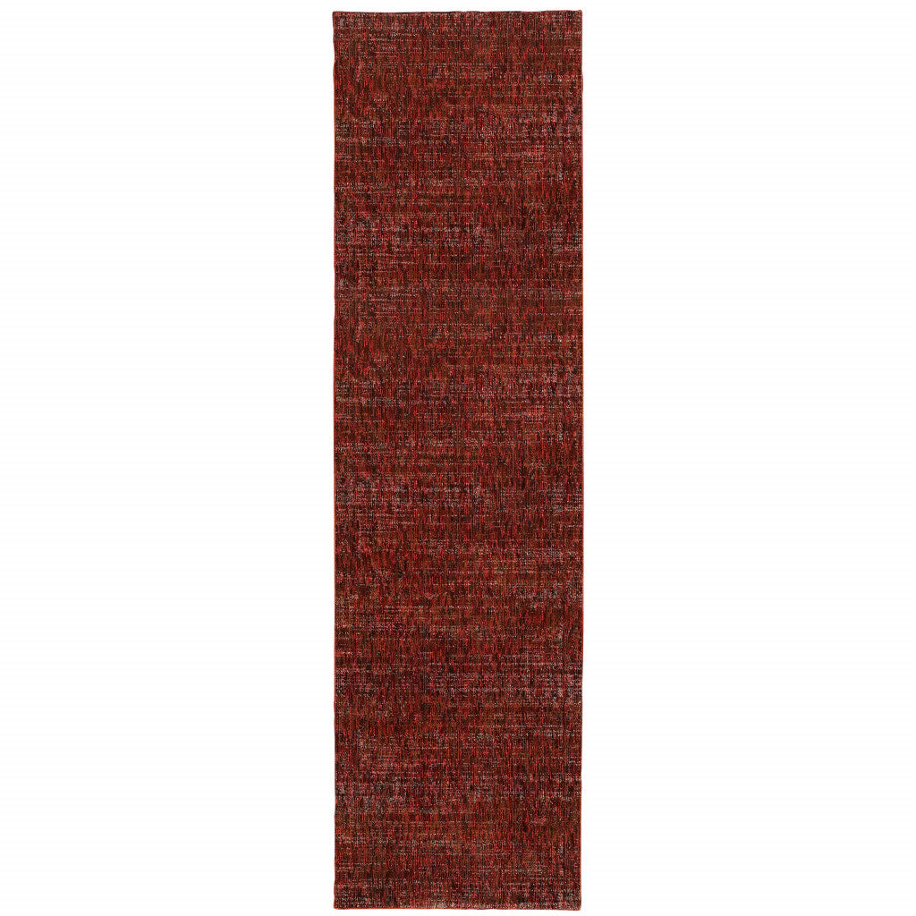 2' X 10' Red Grey Deep And Charcoal Power Loom Stain Resistant Runner Rug