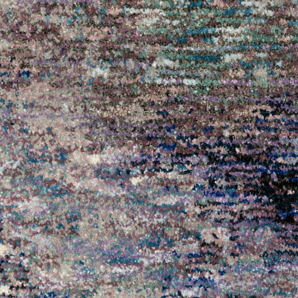 10' X 13' Purple Teal And Brown Abstract Power Loom Stain Resistant Area Rug