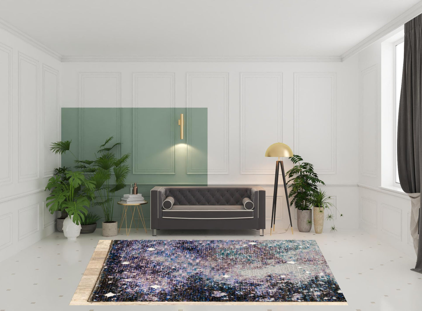 8' X 10' Purple Teal And Brown Abstract Power Loom Stain Resistant Area Rug