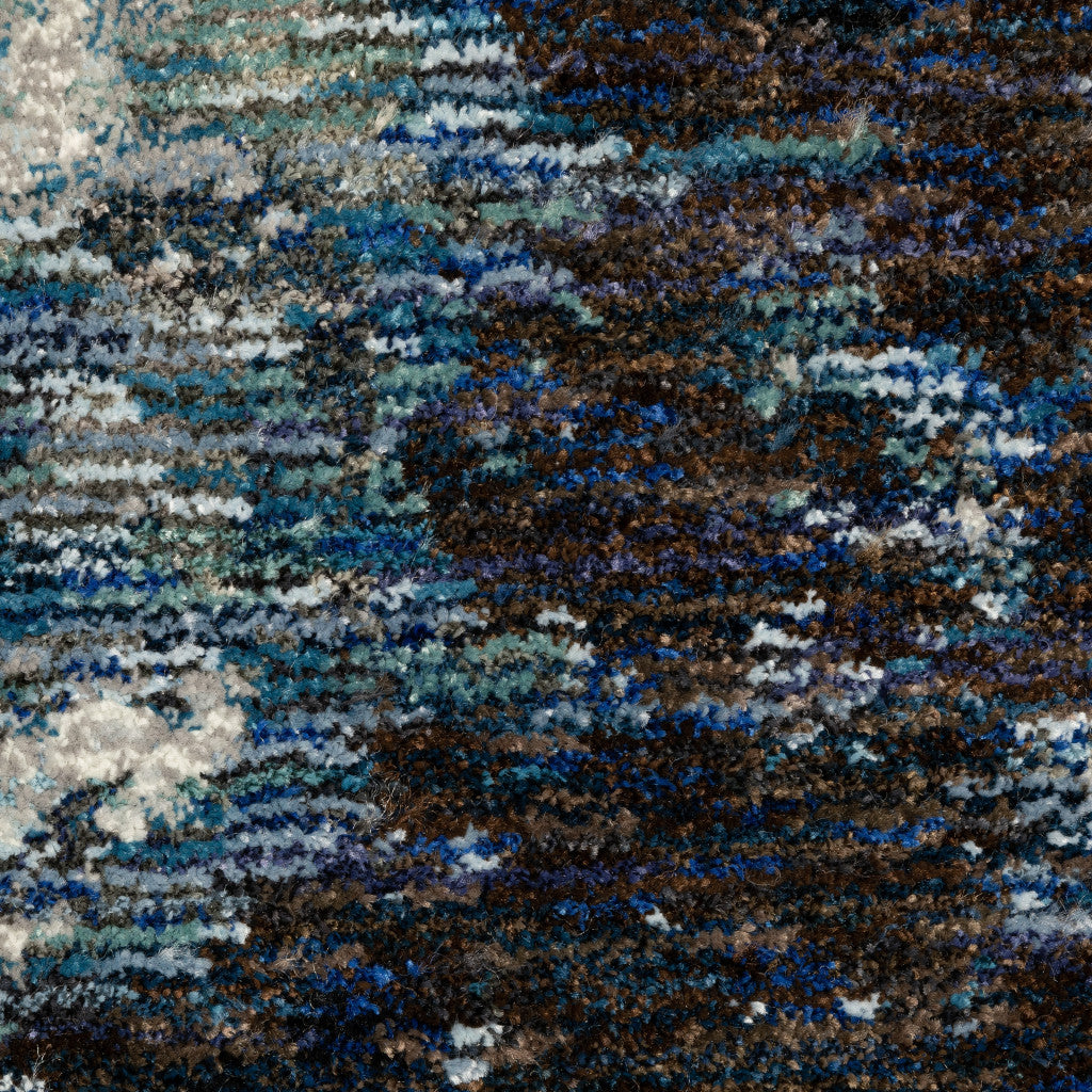10' X 13' Grey Teal And Green Abstract Power Loom Stain Resistant Area Rug