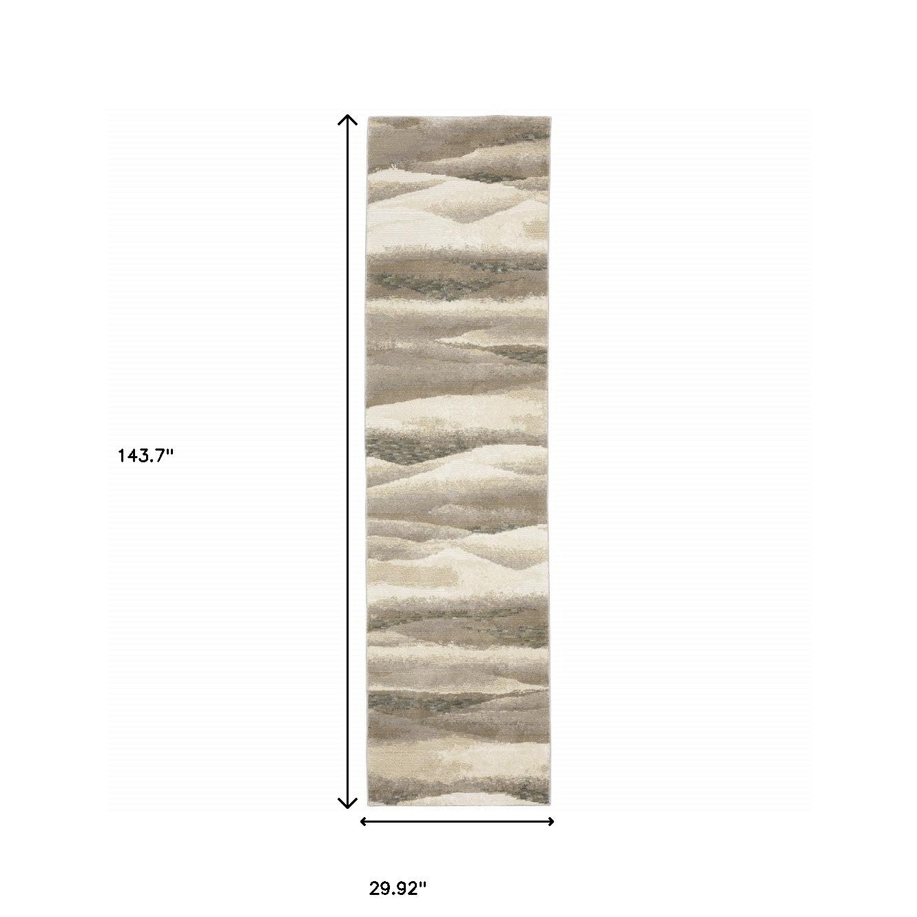 2' X 10' Grey Blue And Teal Abstract Power Loom Stain Resistant Runner Rug