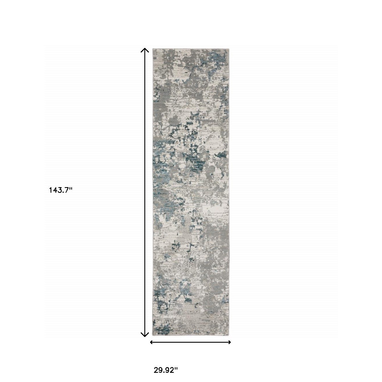 2' X 10' Blue Beige And Teal Abstract Power Loom Stain Resistant Runner Rug