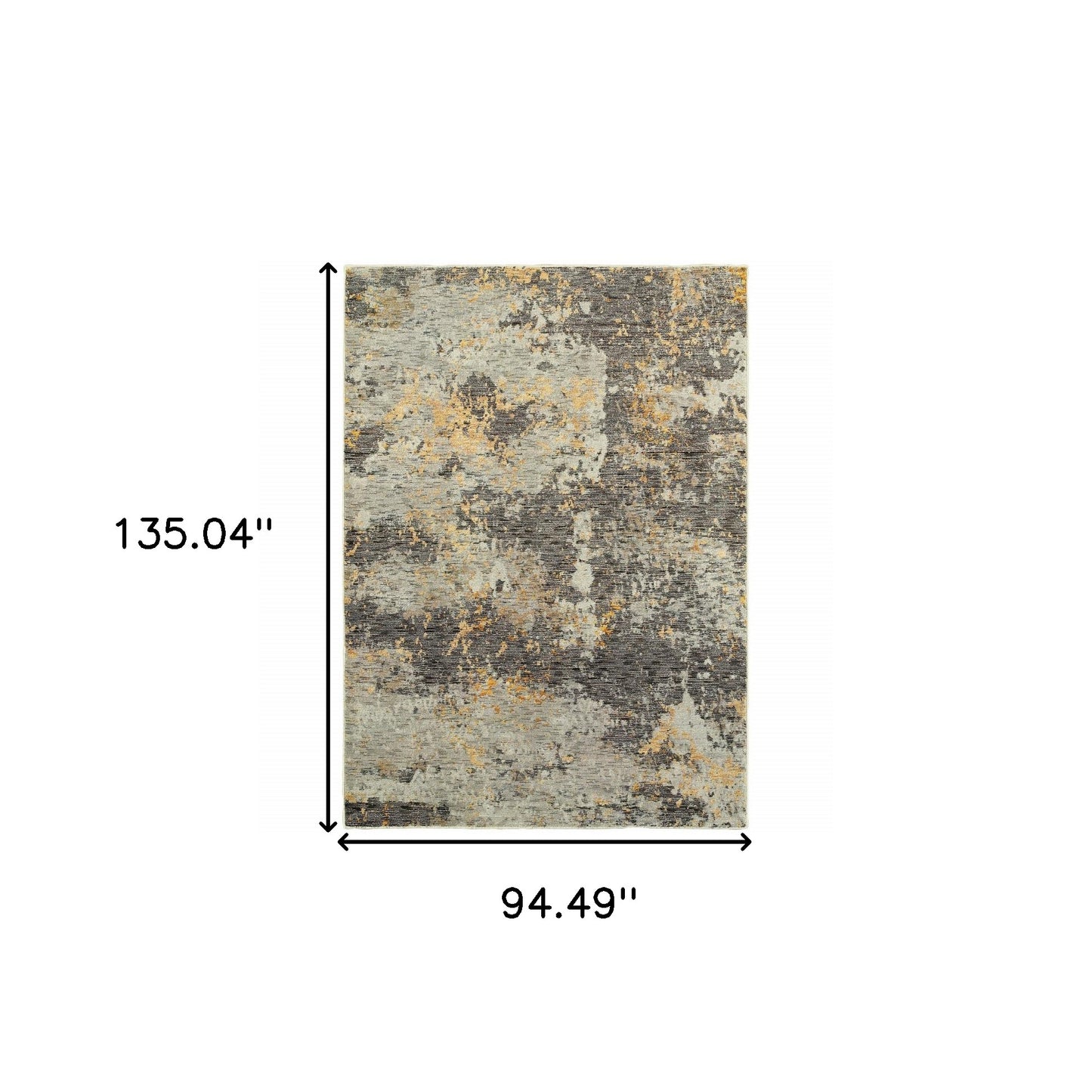 8' X 10' Grey And Gold Abstract Power Loom Stain Resistant Area Rug