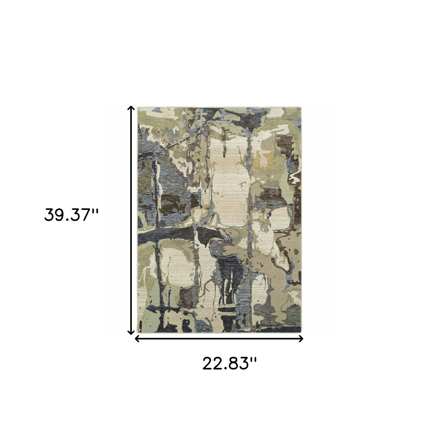2' X 3' Blue And Grey Abstract Power Loom Stain Resistant Area Rug