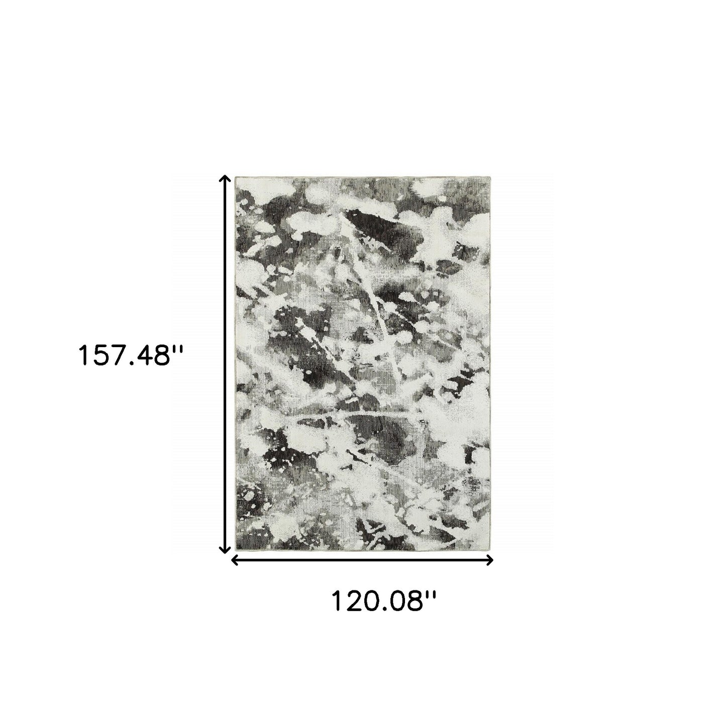 10' X 13' Charcoal And White Abstract Power Loom Stain Resistant Area Rug