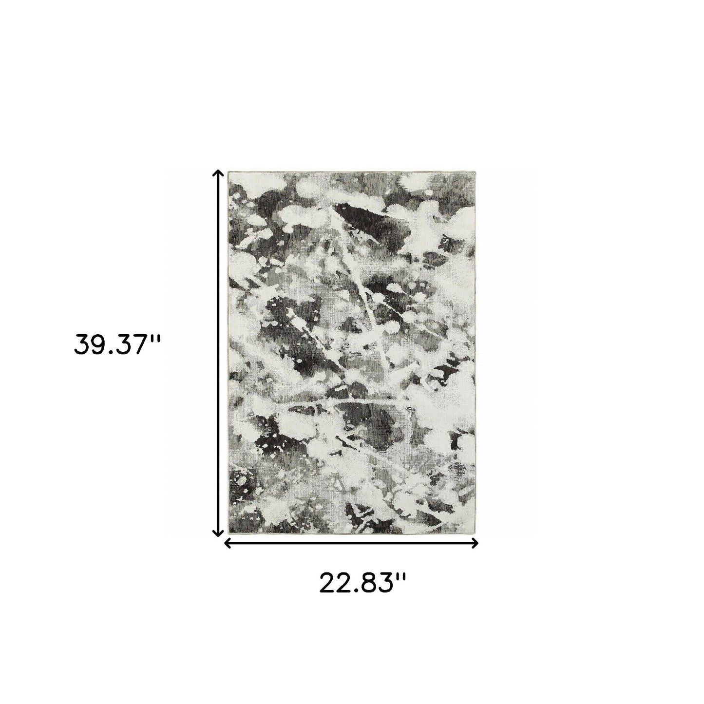 2' X 3' Charcoal And White Abstract Power Loom Stain Resistant Area Rug