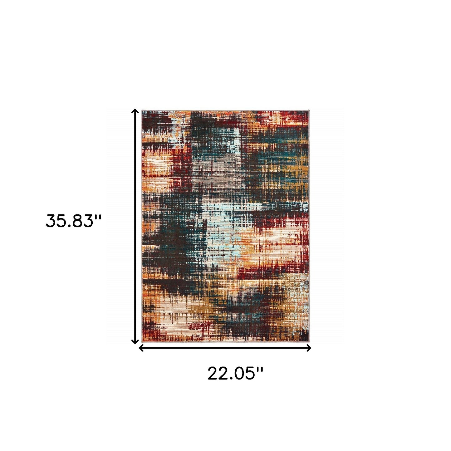 2' X 3' Blue Gold Red And Grey Abstract Power Loom Stain Resistant Area Rug