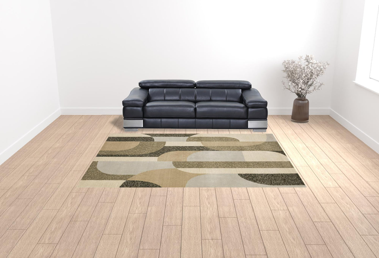 9' X 12' Brown And Ivory Geometric Power Loom Area Rug