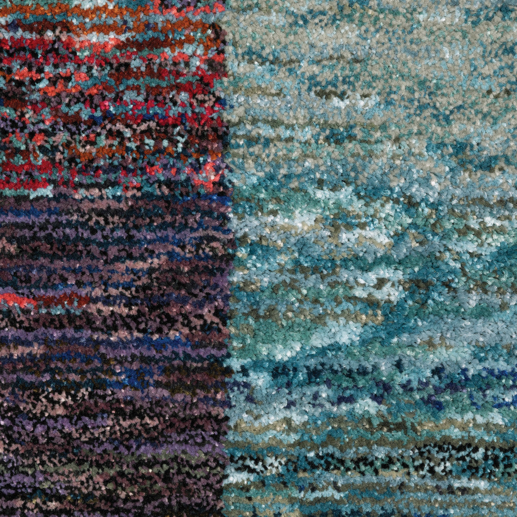 10' X 13' Purple Blue Teal Gold Green Red And Pink Geometric Power Loom Stain Resistant Area Rug