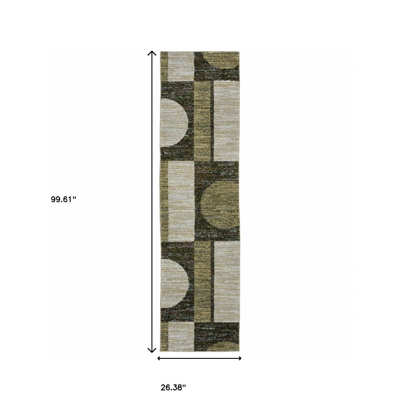 2' X 8' Gold Green Charcoal Teal Blue Purple Grey And Beige Geometric Power Loom Stain Resistant Runner Rug