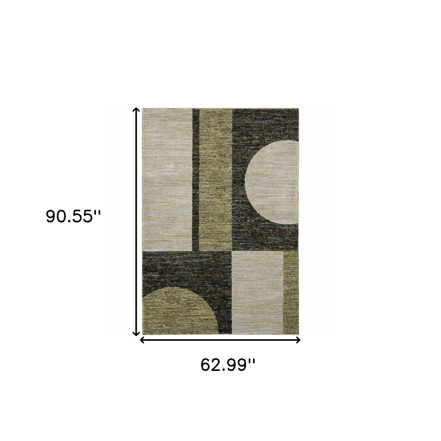 5' X 7' Gold Green Charcoal Teal Blue Purple Grey And Beige Geometric Power Loom Stain Resistant Area Rug