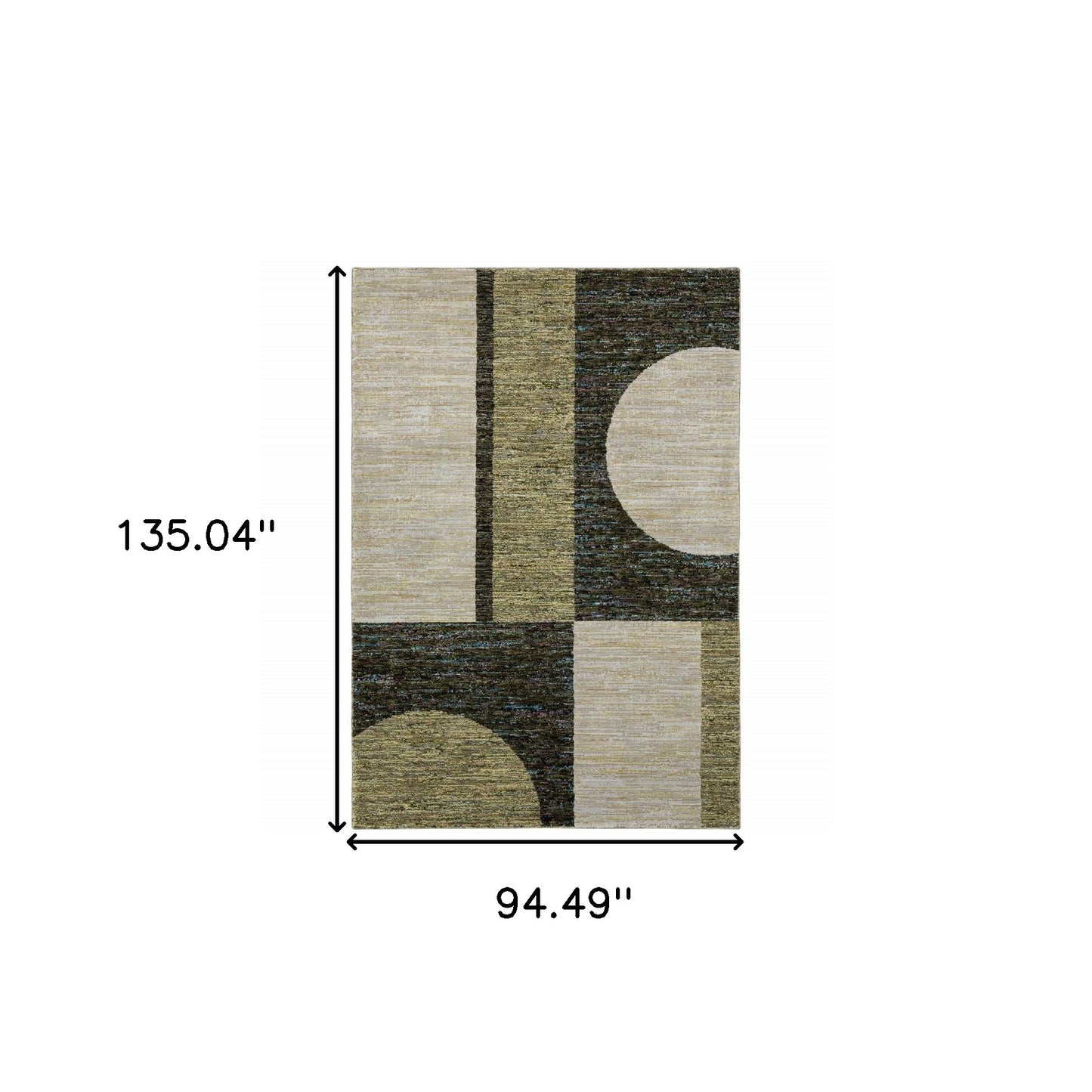8' X 10' Gold Green Charcoal Teal Blue Purple Grey And Beige Geometric Power Loom Stain Resistant Area Rug
