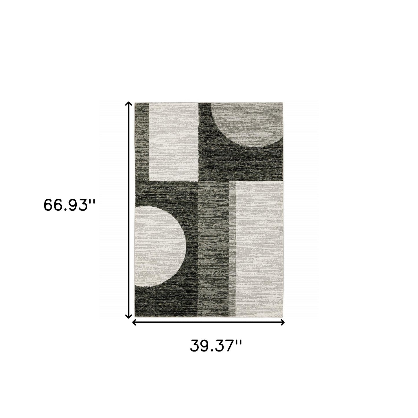 3' X 5' Charcoal Grey And Ivory Geometric Power Loom Stain Resistant Area Rug